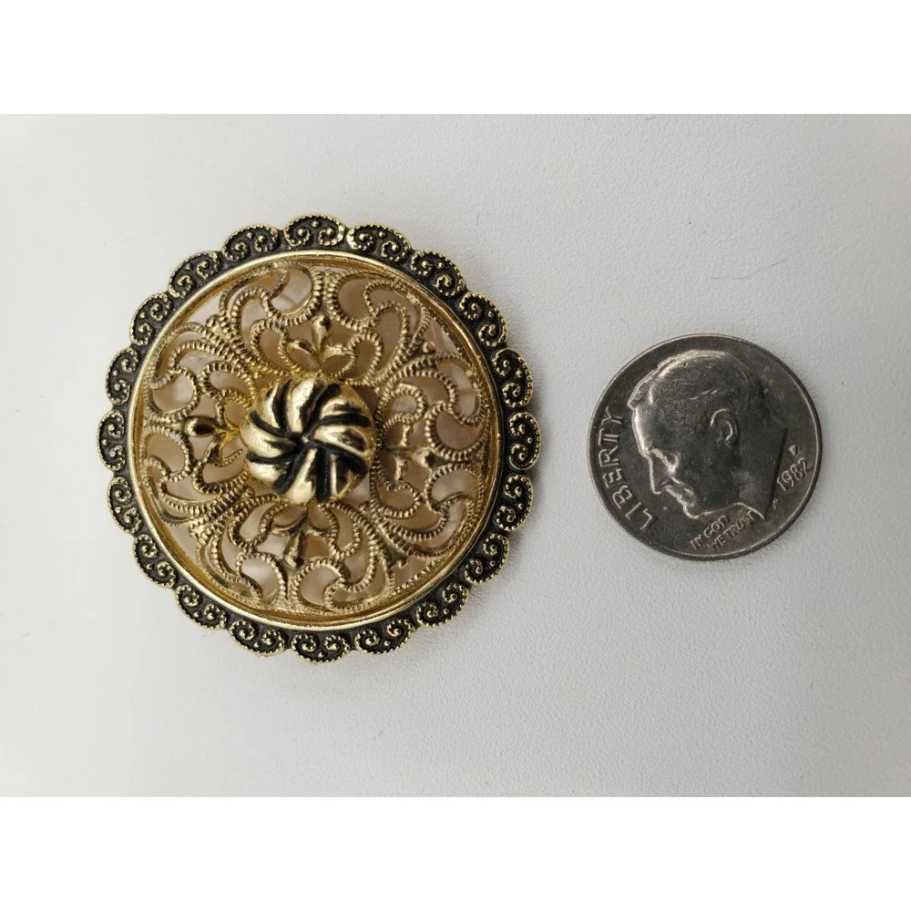 Vtg West Germany Gold Tone Filigree Scarf Clip Lovely